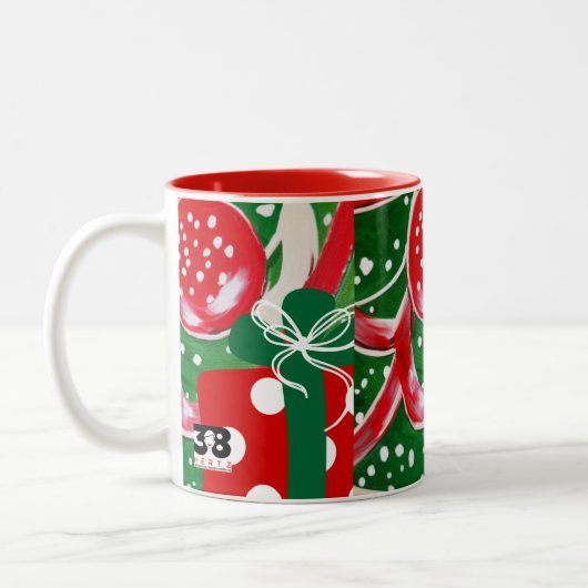 kerstcadeautje tweekleurige koffiemok (Links)
