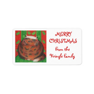 kerstcadeautje "van familie" label wit