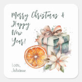 kerstcadeautje vierkante sticker (Voorkant)