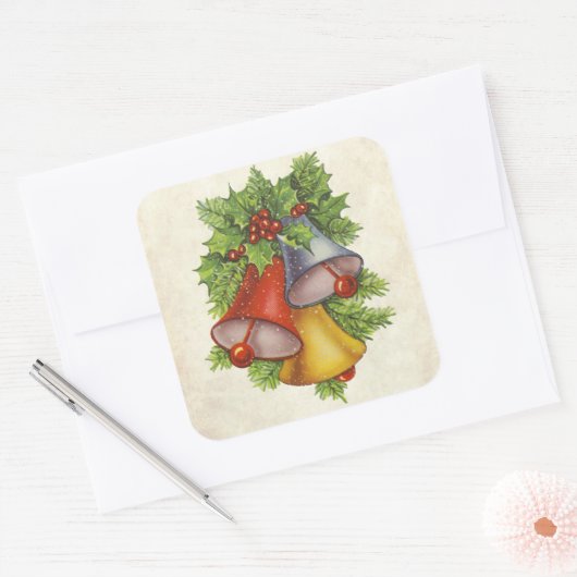 kerstcadeautje vierkante sticker (Envelop)