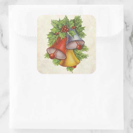 kerstcadeautje vierkante sticker (Tas)