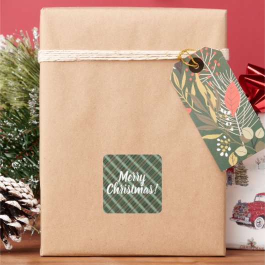  kerstcadeautje vierkante sticker (Feestdagen)