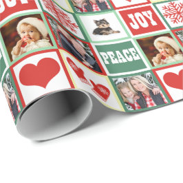 kerstcadeautje voeg vier favoriete familiefoto's t cadeaupapier