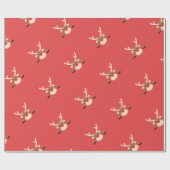 kerstcadeautje voor kinderen Rudolf Reindeer Red Cadeaupapier (Vlak)