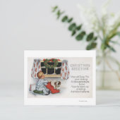 kerstcadeautjeJongen die in het stopzetten graven Feestdagenkaart (Staand voorkant)