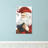 kerstcadeautjeKerstman met Binocles Canvas Afdruk (Insitu (Houten vloer))