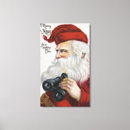 kerstcadeautjeKerstman met Binocles Canvas Afdruk (Voorkant)