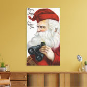 kerstcadeautjeKerstman met Binocles Canvas Afdruk (Insitu (Woonkamer))
