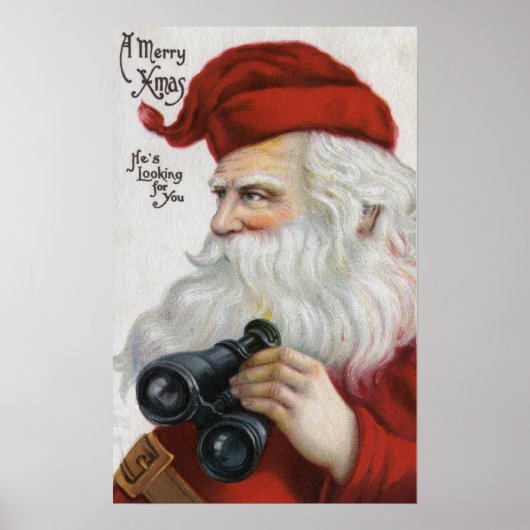 kerstcadeautjeKerstman met Binocles Poster (Voorkant)