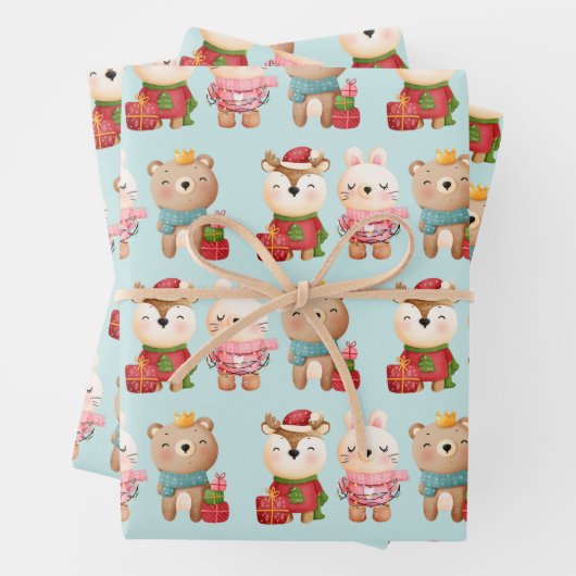 kerstcadeautjes - Beer voor rendieren en konijnenp Inpakpapier Vel (In situ)
