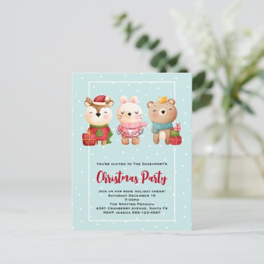 kerstcadeautjes - Beer voor rendieren en konijnenu Briefkaart (Staand voorkant)