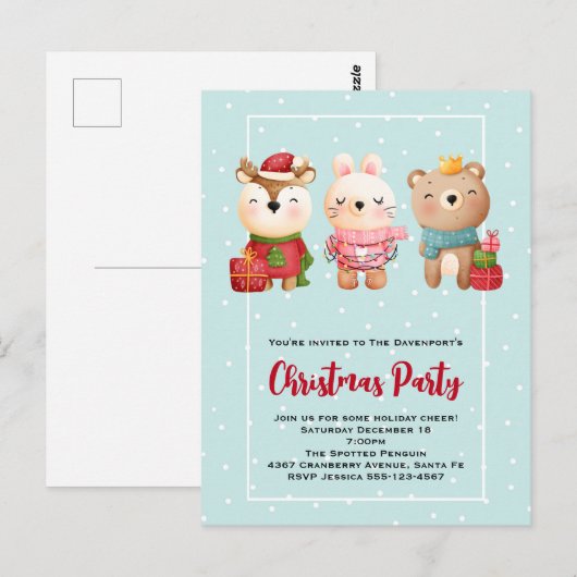 kerstcadeautjes - Beer voor rendieren en konijnenu Briefkaart (Voorkant / Achterkant)