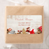 kerstcadeautjes, bomen, houtextuur etiket (Insitu)