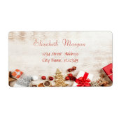 kerstcadeautjes, bomen, houtextuur etiket (Voorkant)