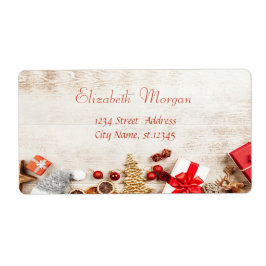 kerstcadeautjes, bomen, houtextuur etiket