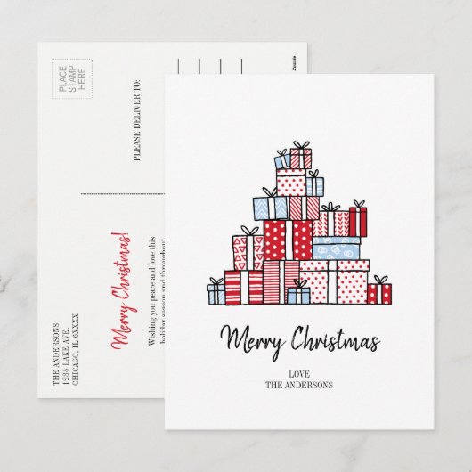 kerstcadeautjes Briefkaart (Voorkant / Achterkant)