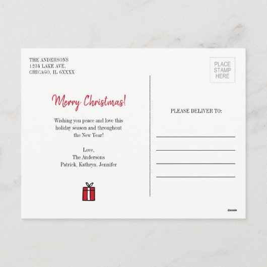 kerstcadeautjes Briefkaart (Achterkant)