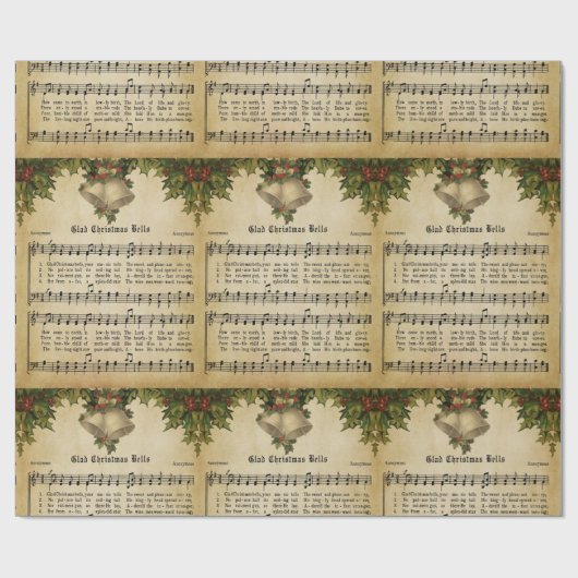 kerstcadeautjes Carol Script Print Cadeaupapier (Vlak)