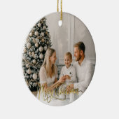 kerstcadeautjes Elegant Holiday Fotokaart Keramisch Ornament (Rechts)