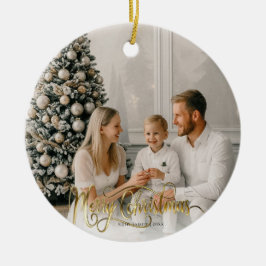 kerstcadeautjes Elegant Holiday Fotokaart Keramisch Ornament