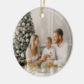 kerstcadeautjes Elegant Holiday Fotokaart Keramisch Ornament (Links)