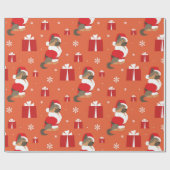 kerstcadeautjes en Duits herderpatroon Cadeaupapier (Vlak)