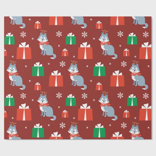 kerstcadeautjes en hoesachtig patroon cadeaupapier (Vlak)