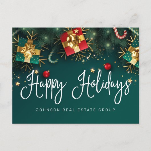 kerstcadeautjes en siervoorwerpen Prettige feestda Briefkaart (Voorkant)