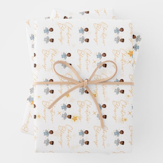 kerstcadeautjes engel-omslagpapier - jongens inpakpapier vel (In situ)