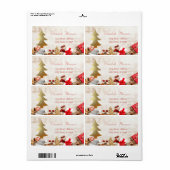 kerstcadeautjes, goudbomen, houtextuur etiket (Full Sheet)