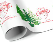 kerstcadeautjes, groenbomen, verpakkingspapier cadeaupapier (Rol Hoek)