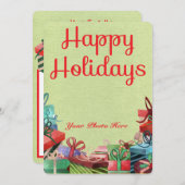 Kerstcadeautjes Happy Holiday Flat Kaart (Voorkant / Achterkant)