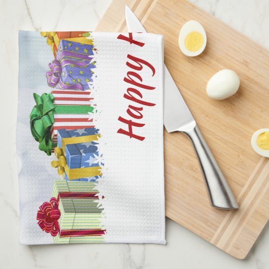 Kerstcadeautjes Happy Holiday Theedoek (Quarter Fold)