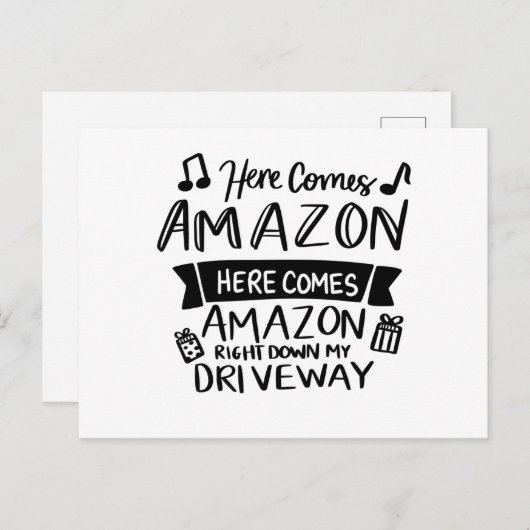 kerstcadeautjes, hier komt Amazon Briefkaart (Voorkant / Achterkant)