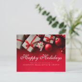 kerstcadeautjes in rood | PRETTIGE FEESTDAGEN Briefkaart (Staand voorkant)