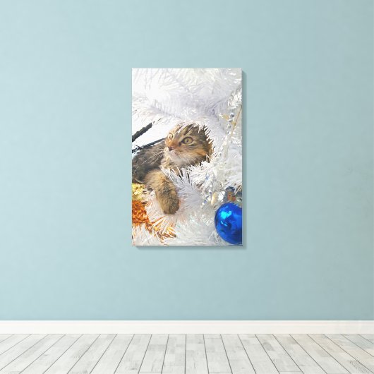 kerstcadeautjes Kat impressionisme Canvas Afdruk (Insitu (Houten vloer))