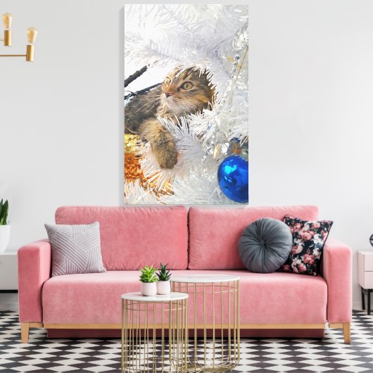 kerstcadeautjes Kat impressionisme Canvas Afdruk (Insitu (Woonkamer))