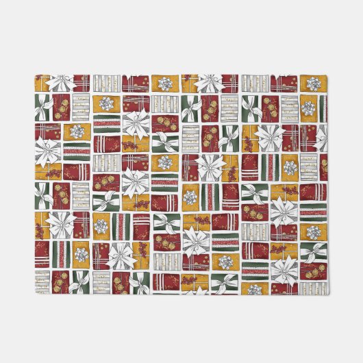 kerstcadeautjes met boog deurmat (Voorkant)