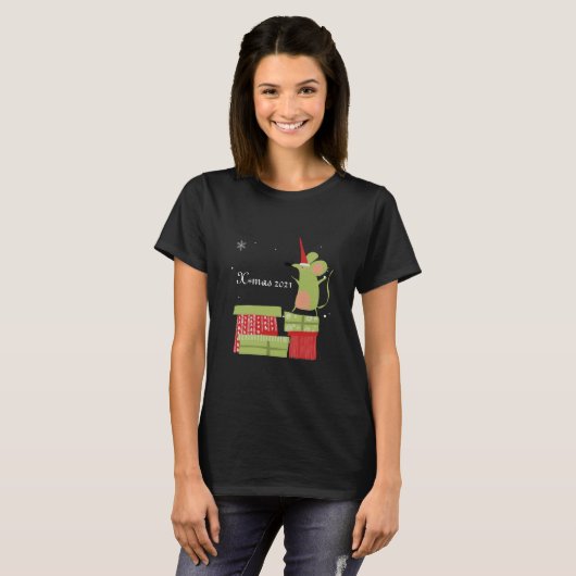 kerstcadeautjes met een leuke muisafbeelding t-shirt (Voorkant volledig)