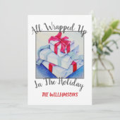 kerstcadeautjes met foto feestdagenkaart (Staand voorkant)