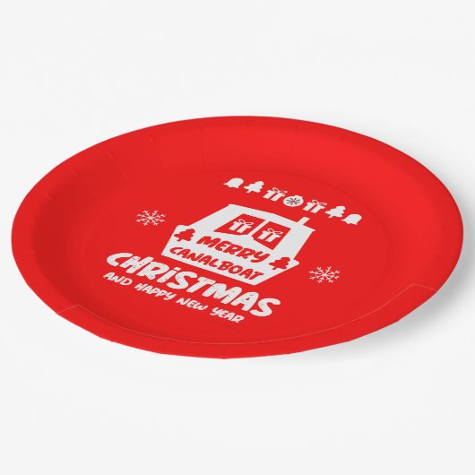 kerstcadeautjes met Narrowboot Canal Papieren Bordje (Gekanteld)