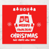 kerstcadeautjes met Narrowboot Canal Sparkling Wijnetiket (Enkel label)