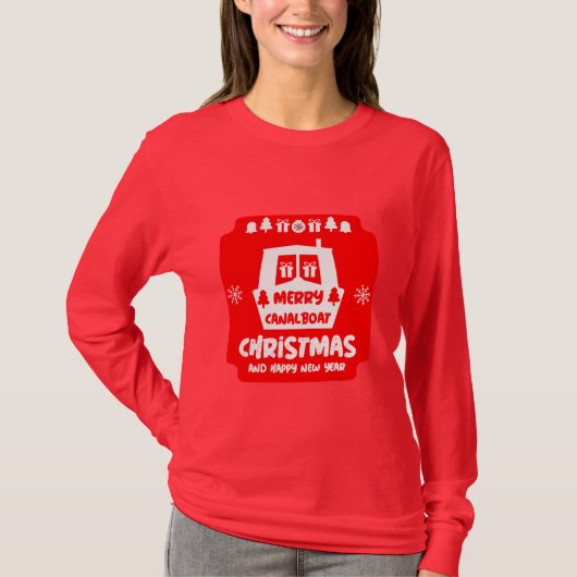 kerstcadeautjes met Narrowboot Canal T-shirt (Voorkant)