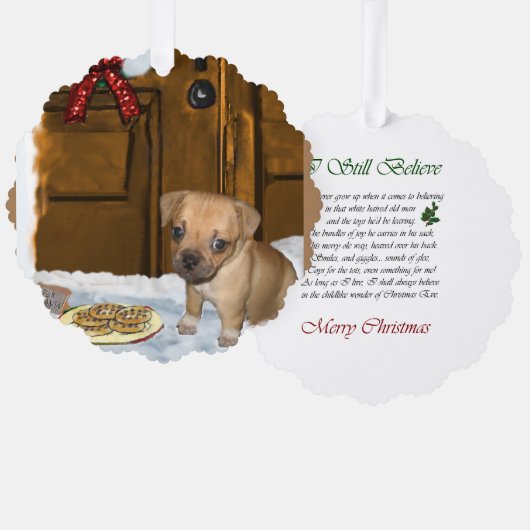 kerstcadeautjes met puggle ornament kaart (Voorkant / Achterkant)