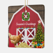kerstcadeautjes met rode Barn Hen Tree Keramisch Ornament (Links)