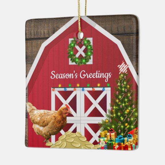 kerstcadeautjes met rode Barn Hen Tree Keramisch Ornament (Links)