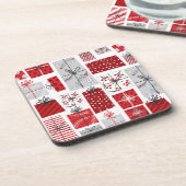kerstcadeautjes met rode zilveren Feestdagen Bier Onderzetter (Linkerzijde)