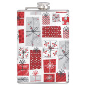kerstcadeautjes met rode zilveren Feestdagen Heupfles (Voorkant)