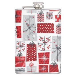 kerstcadeautjes met rode zilveren Feestdagen Heupfles