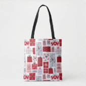 kerstcadeautjes met rode zilveren Feestdagen Tote Bag (Voorkant)